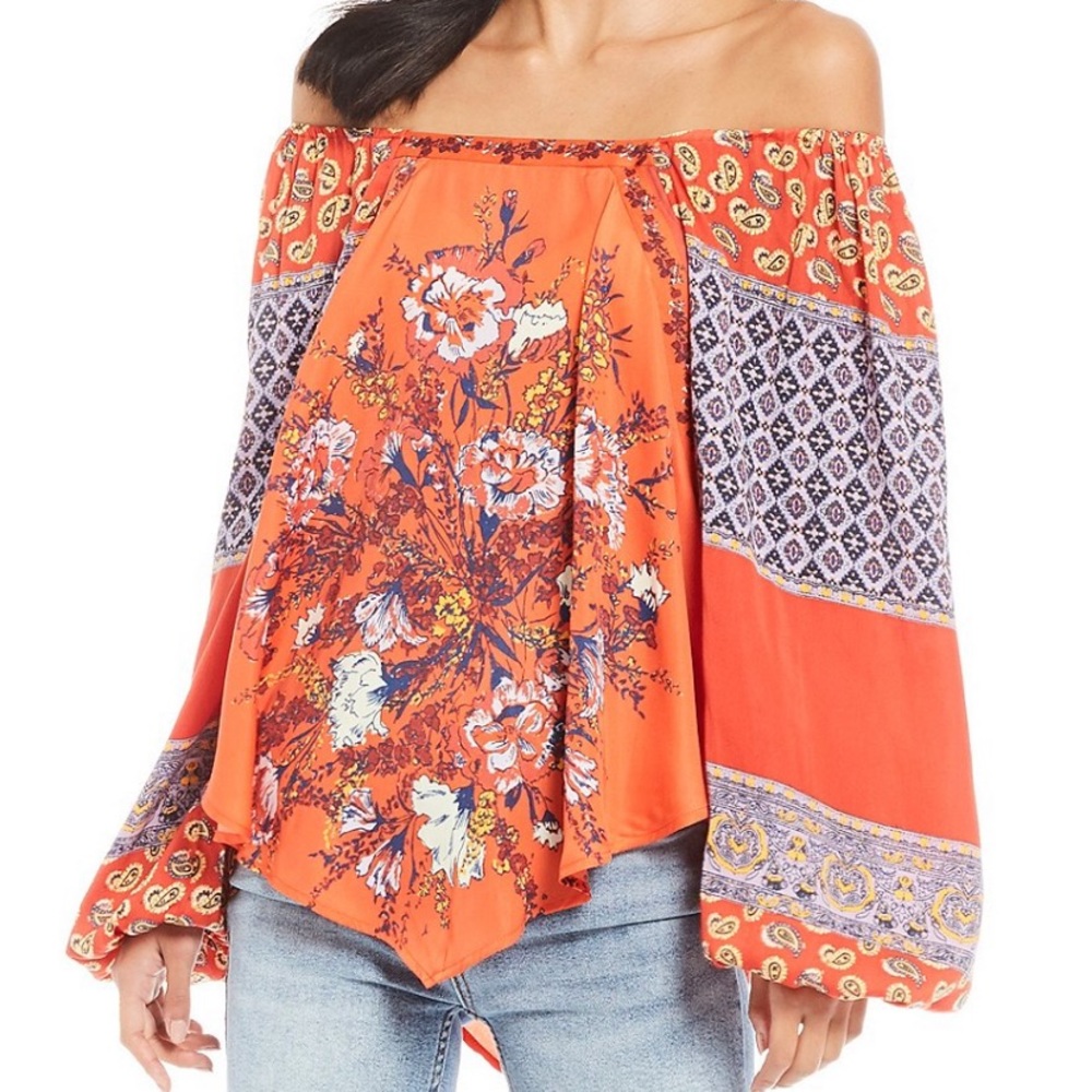 Free People Positano Printed Blouse
